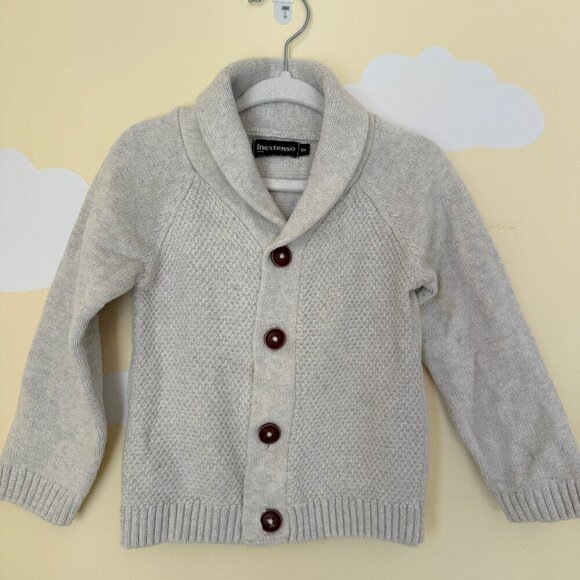 Inextenso Gray Shaw Collar Knit Cardigan Toddler Boy - Size 18M - Picture 2 of 7